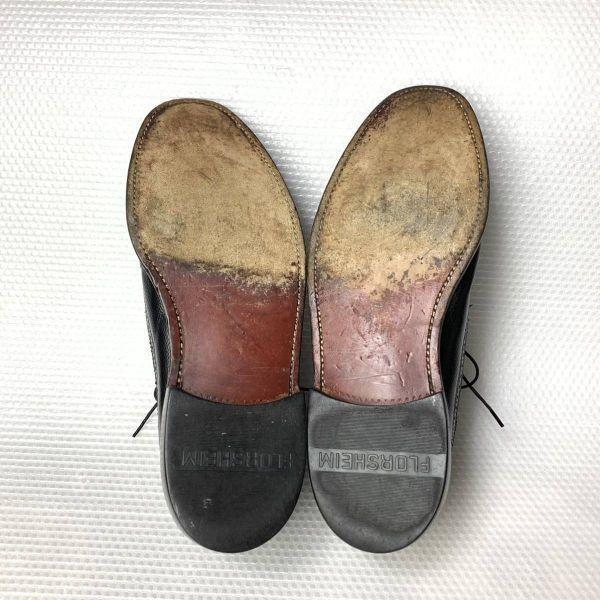 80s 90s Vintage Florsheim Goodyear Handmade Size 8 3E 26.0cm Long Wingtip Black(USED)
