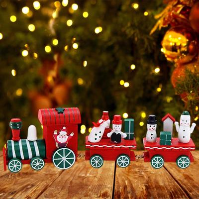 Christmas Decoration Train Wooden Xmas Toy Crafts Gift Gifts Decor Set