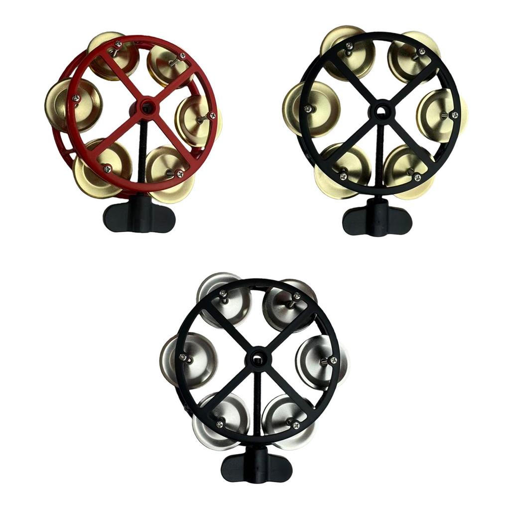 Hi Hat Tambourine Musical Instrument Percussion Accessories Bell Drum Cymbals with Metal Jingles for KTV Parties Versatile Sound