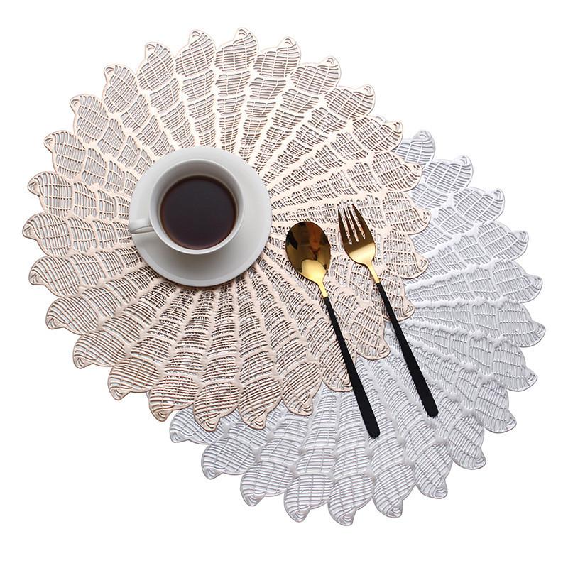 38x38cm Conch Hollow Gold Silver Placemat Home Restaurant PVC Heat Insulation Pad Dinner Table Mat