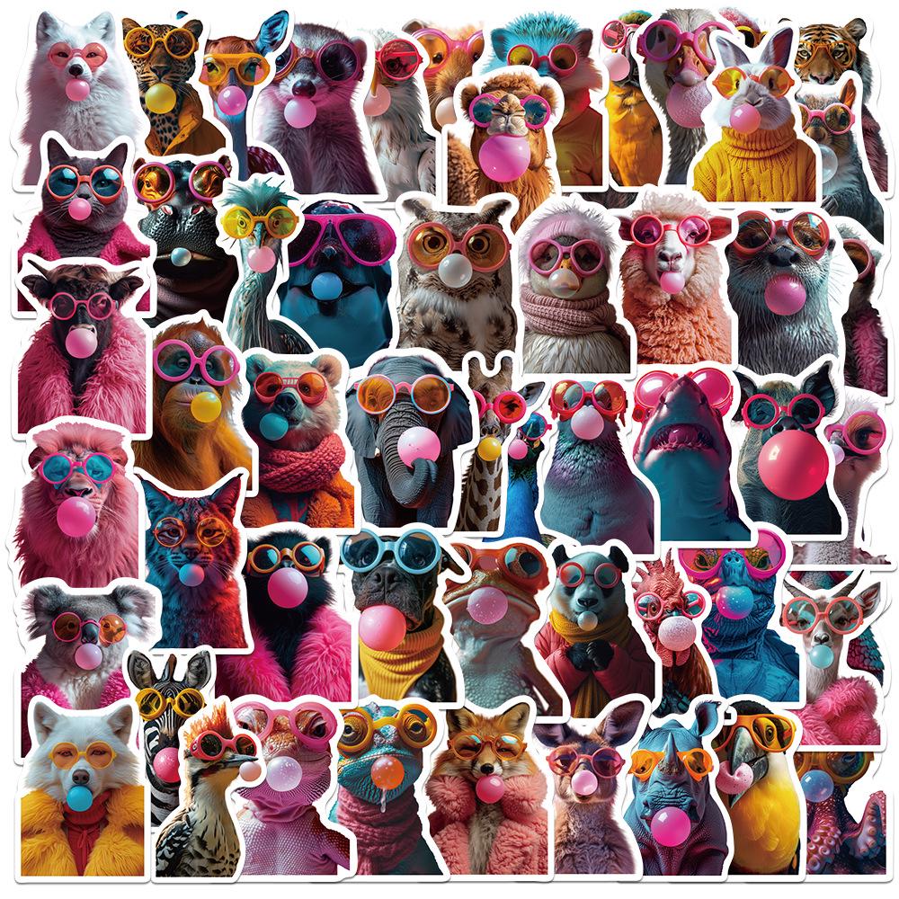 Sada samolepek divoké zvěře: Los, Alpaka, Panda & Lev