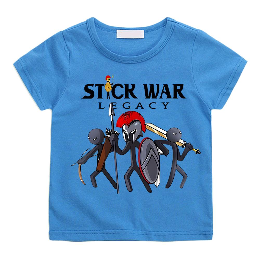 

Горячая игра Stick War мультяшная графическая футболка для детей, маленьких девочек, мультяшная одежда с коротким рукавом, уличная одежда для мальчиков, мягкая футболка Camisetas 140