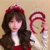 Rhinestone Princess Crown Hair Hoop New Year Red Head Wear Sweet New Year Headband  Children