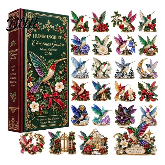 24 Day Advent 2D Acrylic Calendar 24-Day Christmas Garden Calendar Hummingbird Countdown with Decorations Bird