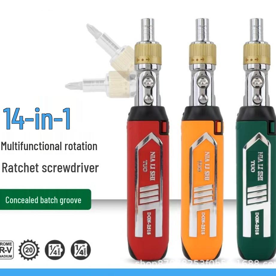 14-in-1 Multi-angle Ratchet Screwdriver Set with Universal Bits