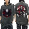 Washed Anime Black Clover Logo Graphic Print T-shirt Harajuku Summer Fashion Casual Cotton Oversized T-shirts Tops Streetwear