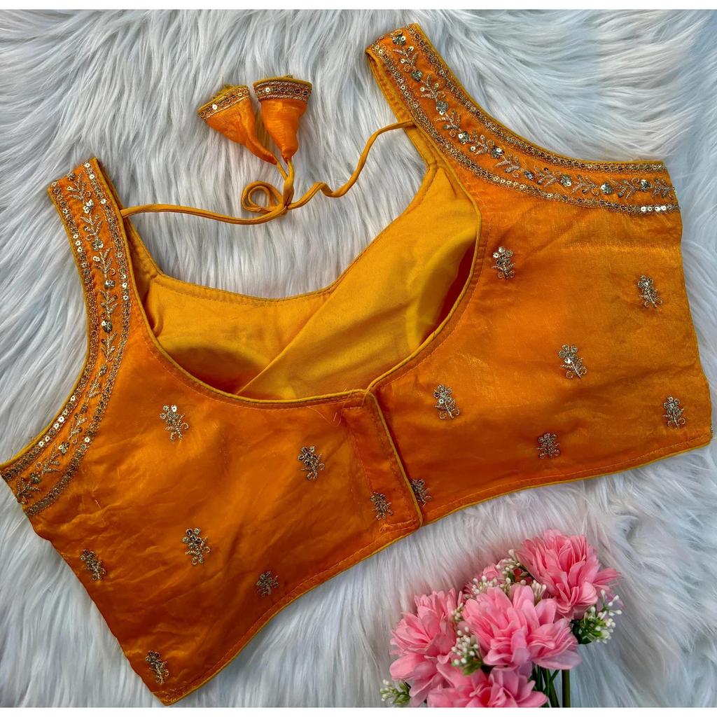Indian Women's Silk Blend Sleeveless Blouse Bollywood Party Wear Ethnic Choli