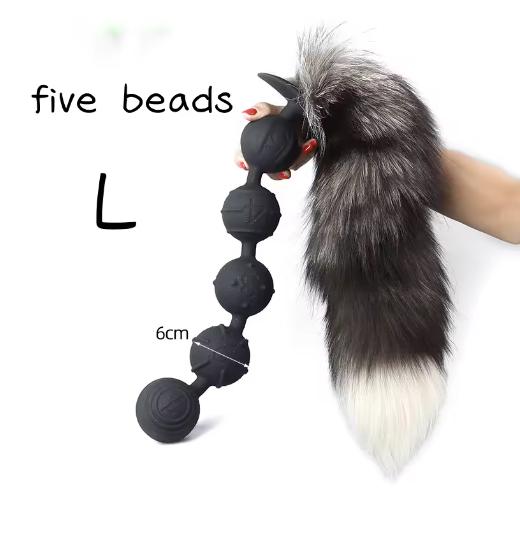 3-7beads Long Large Anal Tail Cosplay Soft Silicone Ball Dilator Sex Toys for Woman Man Anal Plug Massager Pull Beads Buttplug