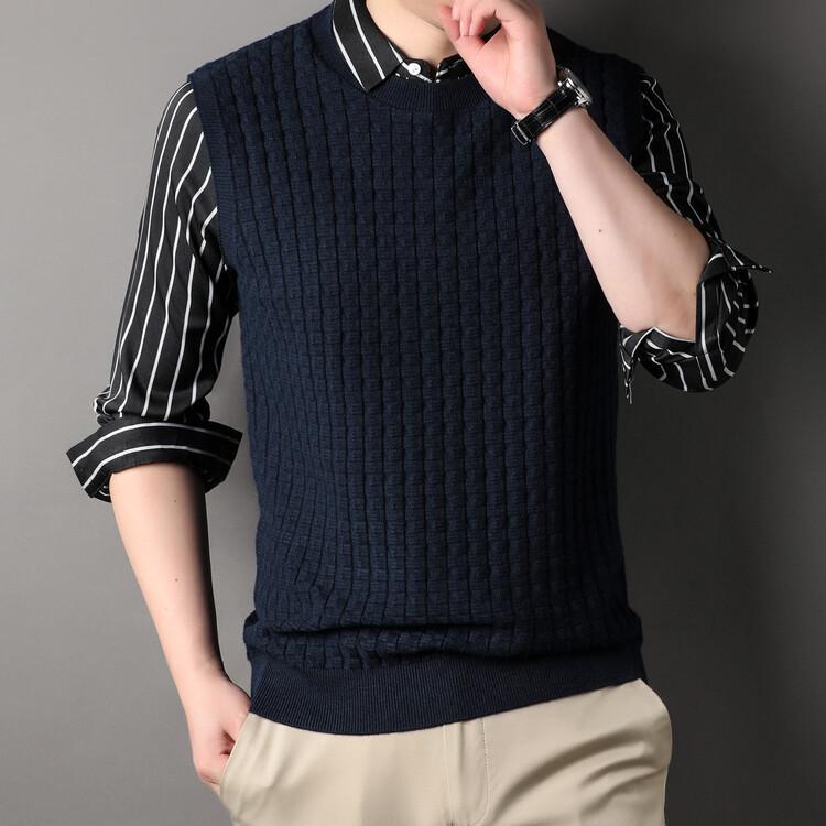 Herbst- und Winterpullover für Herren, modischer Zweiteiler mit Reverskragen, vielseitiges Strickhemd, Großhandel für Herrenpullover