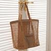 Nylon Mesh Beach Bag Hollow Out Mesh Handbag Toiletry Bag Swimming Bag  Women