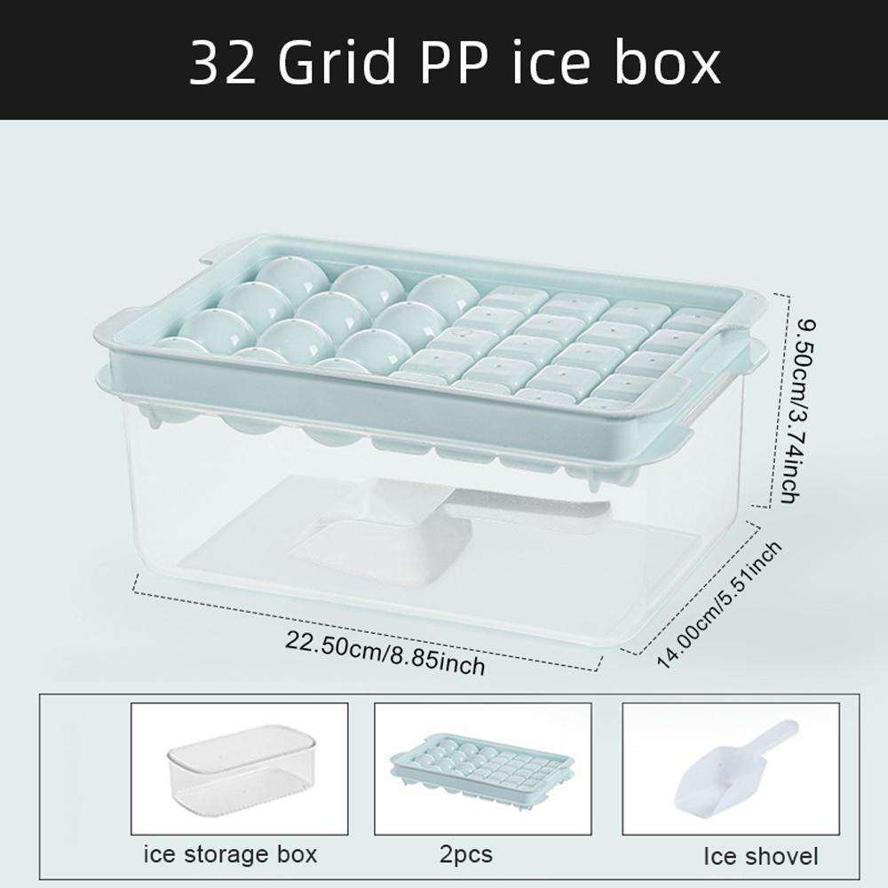 Ice Cube Tray with Lid Ice Mold Ice Cube Ice Ball Storage Container Box With Lid 2 In 1 Tray Maker Set Bar Kitchen Accessories