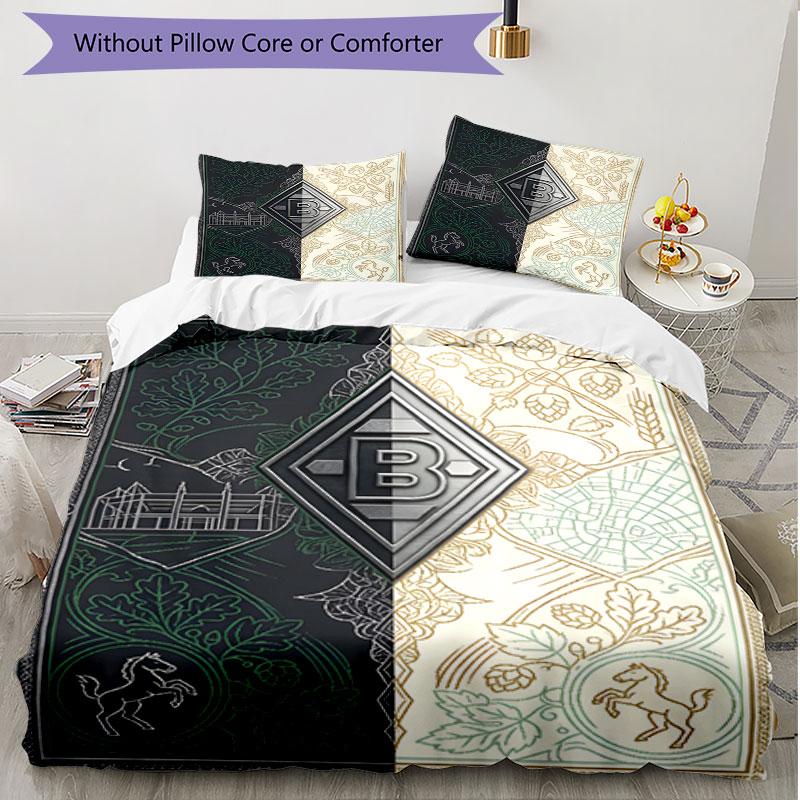 Parure de lit 3 pièces avec housse de couette (1*Housse de couette + 2*Taie d'oreiller, sans noyau), Ensemble de literie doux toutes saisons imprimé Borussia Mönchengladbach, Cadeau de décoration pour chambre à coucher à la maison