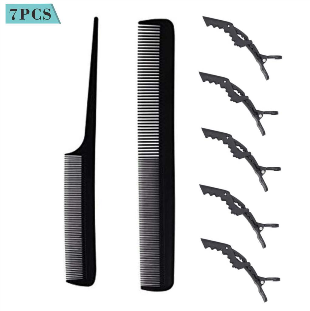 4-7pcs Hairdressing Combs Hair Clips Set Hairdresser Hair Cutting Comb Flat Texture Comb Curly Barber Combs Salon Styling Tools
