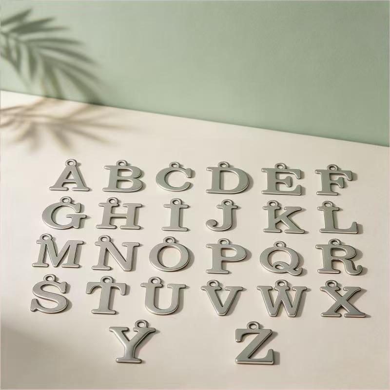 DIY Jewelry Accessories: 26 Alphabet Titanium Steel Pendants for Bracelets, Necklaces, Handmade Charms