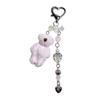 Fashionable Soft Plush Bear Keyring with Bead Chain Colorful Bag Pendant Accessory Beaded Animal Charn Ornament for Girls