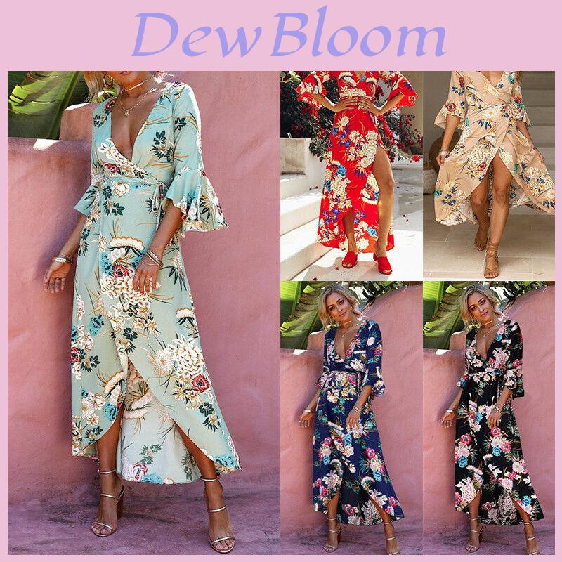 Elegant Women's Plunge Holiday Dress Featuring Vibrant Summer Paisley Split Maxi Design