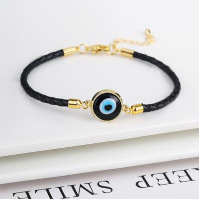 9 barev Jednoduchý Glazovaný Kožený Pletený Nastavitelný Náramek s Evil Eyes Klasický pro Párty Svatební Šperky Doplňky Denní Nošení