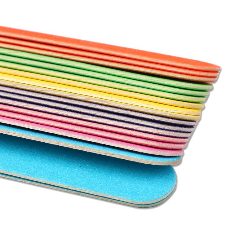 20Pcs/Lot Wooden Nail File 180/240 Colorful Sandpaper Buffer Block Pedicure Manicure Polishing Tools Professional Nail Files