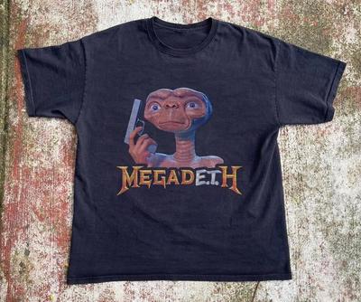 Rara Maglietta Megadeth Alien, Maglietta Nera in Cotone Unisex, Taglia S-4XL