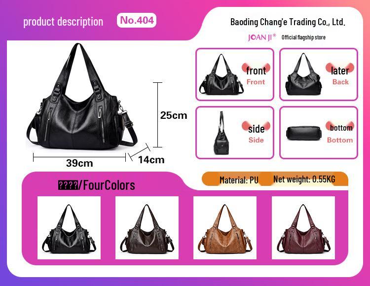 Retro dámská všestranná módní taška tote s nýty – Velkokapacitní kabelka přes jedno rameno, pod paži a crossbody
