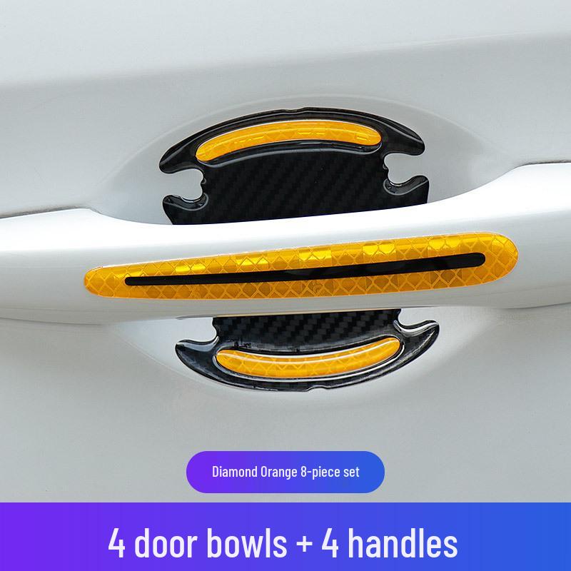 Reflective Carbon Fiber Anti-Collision Car Stickers for Handles, Door Bowl, and Mirrors