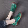 Johnature Ethnic Style Retro Handmade Genuine Leather Soft Soled Shoes Cowhide Lace-up Women's Flat Shoes