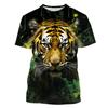 3D Tiger Pattern Printed Fashion T-shirt Tiger Element Printed Summer New Men's Personalized Cool Top Men's Fun T-shirt