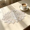 Washable Fabric Doilies for Vases White Lace Doily, Elegant Retro Placemat, Embroidered Table Breathable Polyester Mats Mat, Rectangular Round