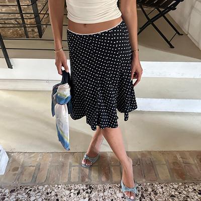 European & American Summer Fashion: New French Polka Dot Midi Fishtail Skirt