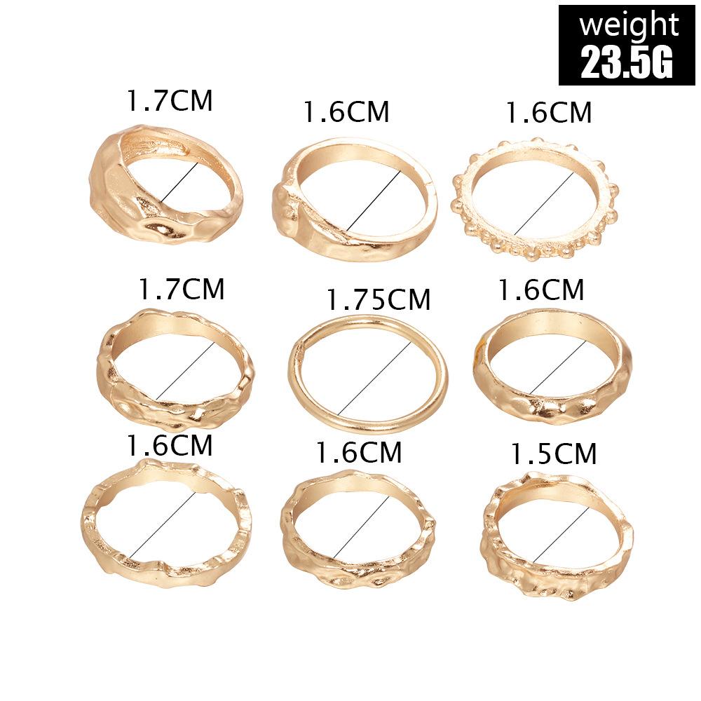 Exclusive For Fashionable Retro Wave Combination 9-Piece Joint Ring