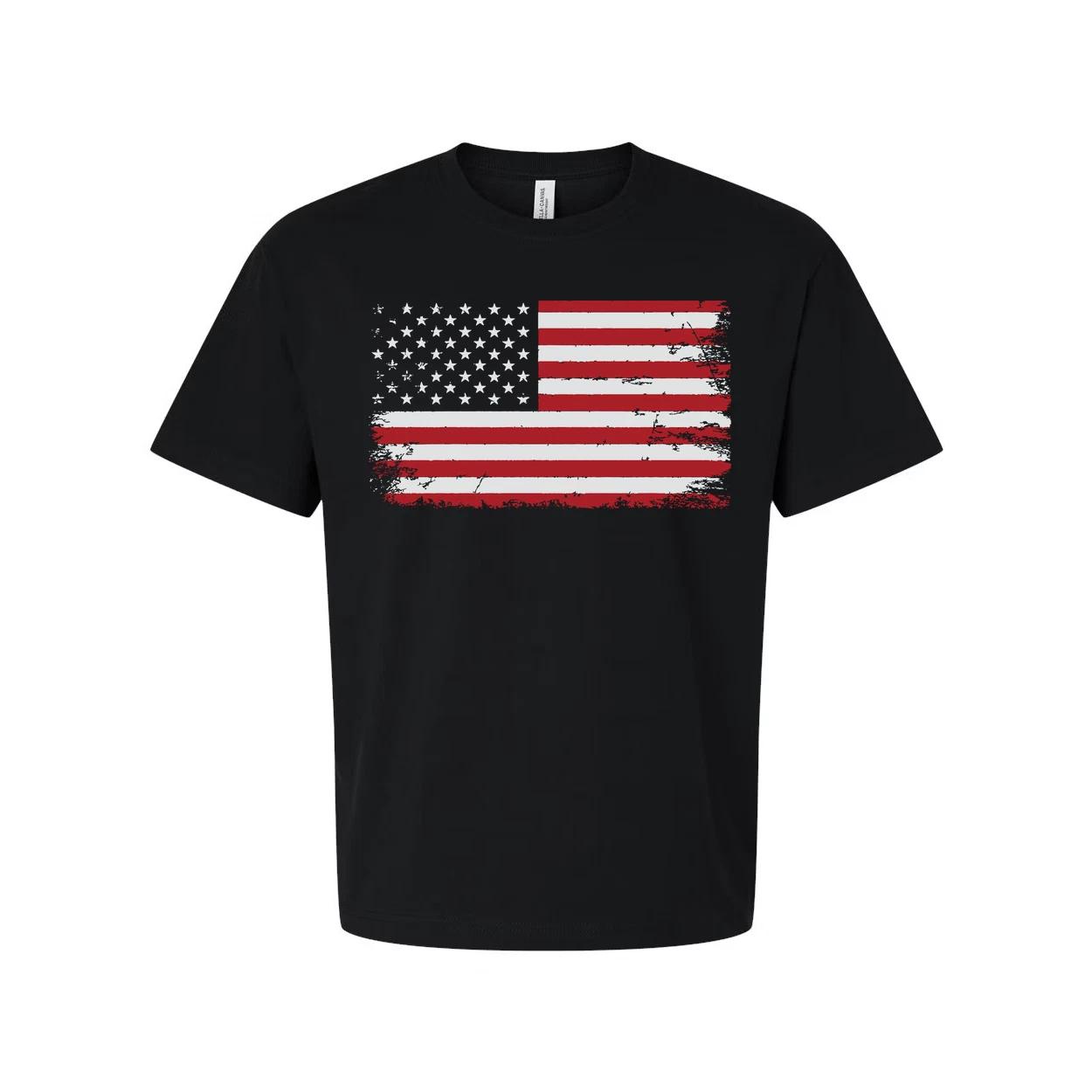 Unisex American Flag Distressed Graphic T Shirt 3XL