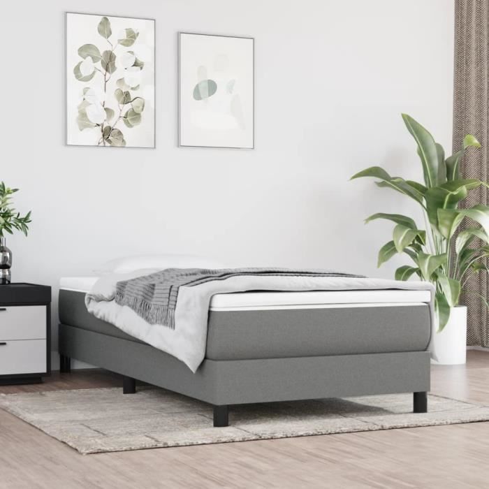 347715 vidaXL Matelas de lit à ressorts ensachés Gris foncé 90x200 cm epaisseur 20 cm Tissu