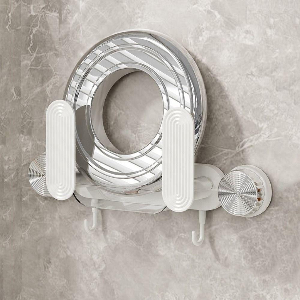 Plastic Suction Cup Pot Lid Holder Space Saving Wall Mounted Pan Cover Storage Holder Waterproof with Hooks Chopping Board Rack