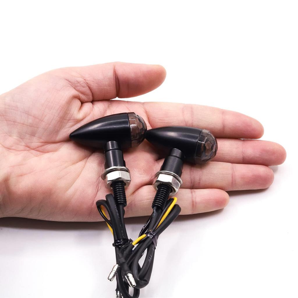Aoling Motorcycle Turn Signal LED Bullet Type Motorcycle Turn Signal 12V High Brightness Motorcycle Turn Signal Small Smoke Lens Aluminum Alloy Fixed