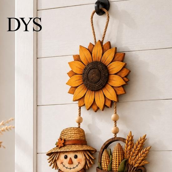 Wooden Bead Tassel Hanging Pendant Autumn Harvest Sign, Rustic Farmhouse Door Sign with Tassels and Wood Beads, Seasonal Warm Earth Tone Fall
