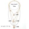Women Unique Versatile Style Geometric Necklace Simple Shell Pendant Multi-layer Necklace