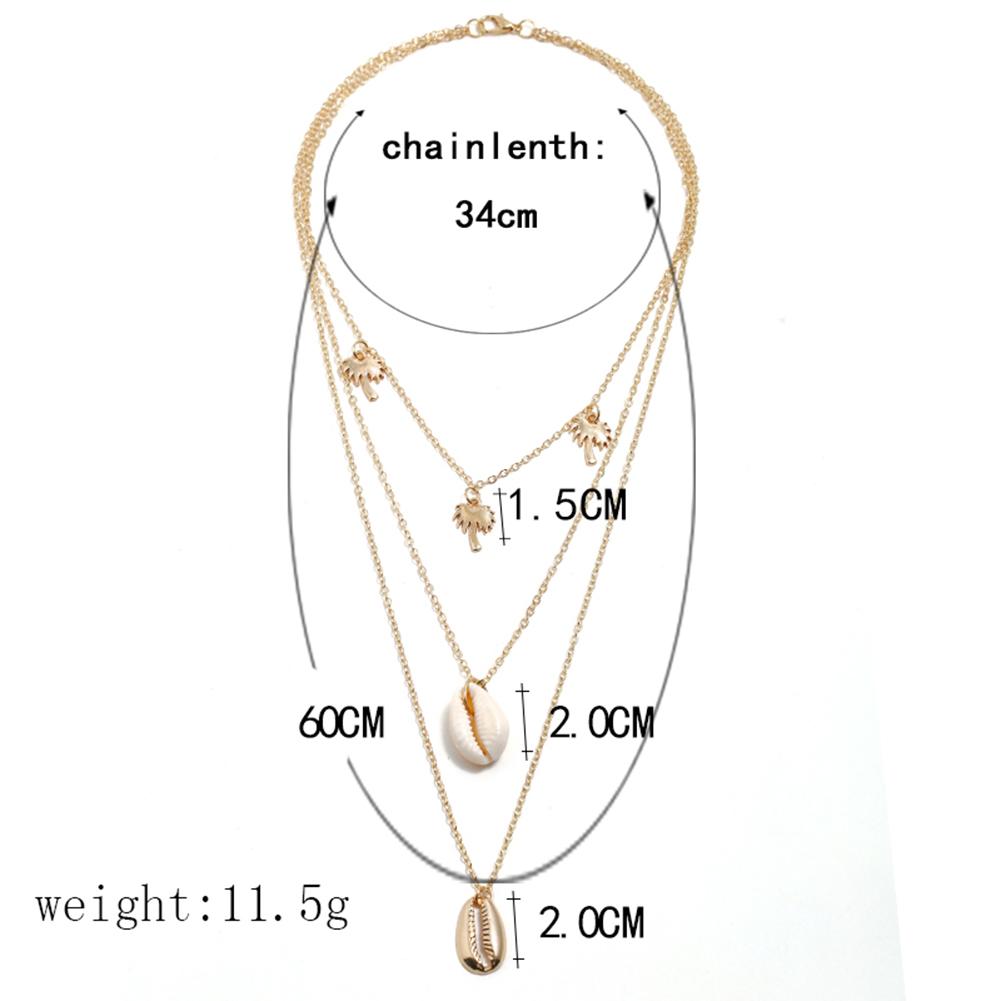 Women Unique Versatile Style Geometric Necklace Simple Shell Pendant Multi-layer Necklace