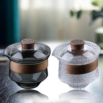 Glasabdeckungsschale hitzebeständig und verbrühungssicher einzelne Teeschale groß Kung Fu Sancai Teetasse mit Deckel Filter Teeset kleines Set