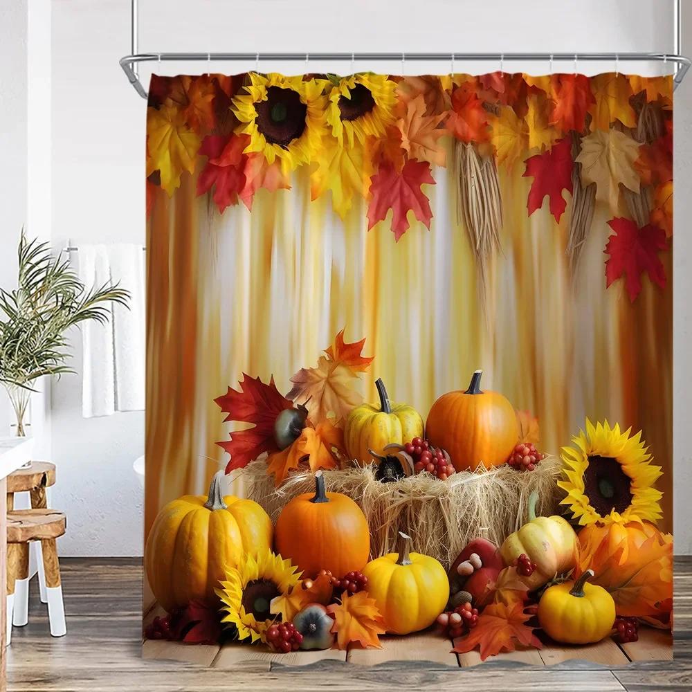autumn shower curtain farmhouse harvest season bathroom home decoration maple autumn polyester shower curtain