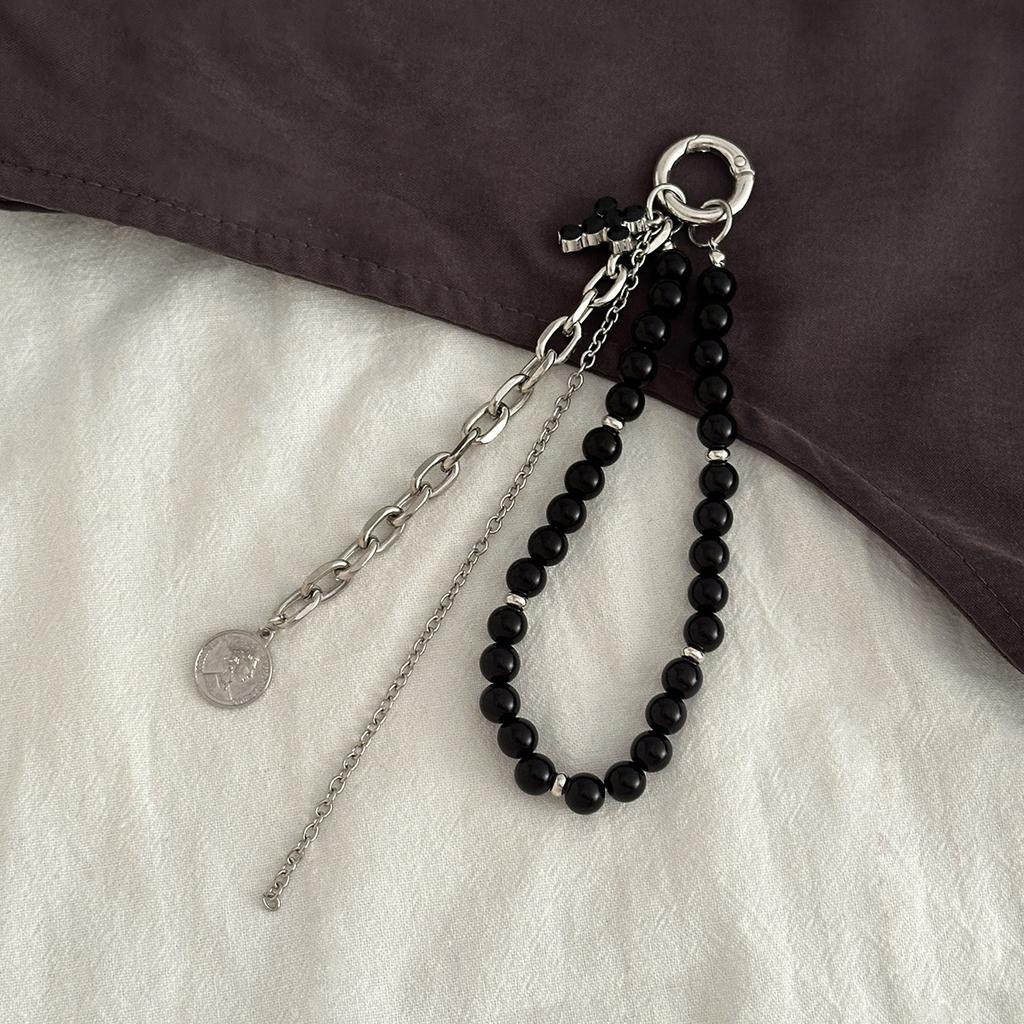 Wind Metall Liebe Anhänger, Taschenkette Anhänger, Einfacher Imitationsperlen Fransen Schlüsselanhänger Anhänger.