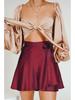 Einfarbiger Rock mit hoher Taille, modischer, einteiliger Schnür-Kurzrock, Chiffon-Satin-umwickelter Minirock