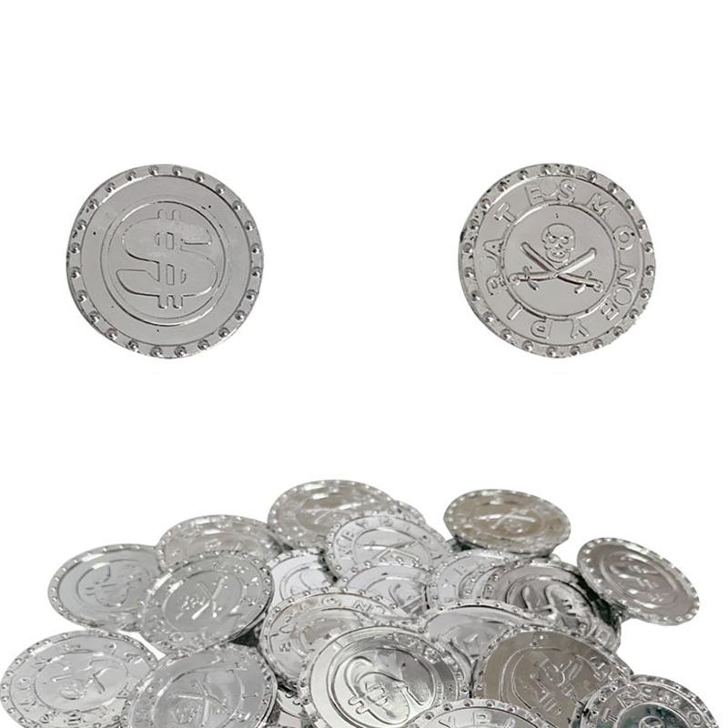 100 stücke Kunststoff Pirate Münze Simulieren Spiel Münzen Dekoration Münze Prop
