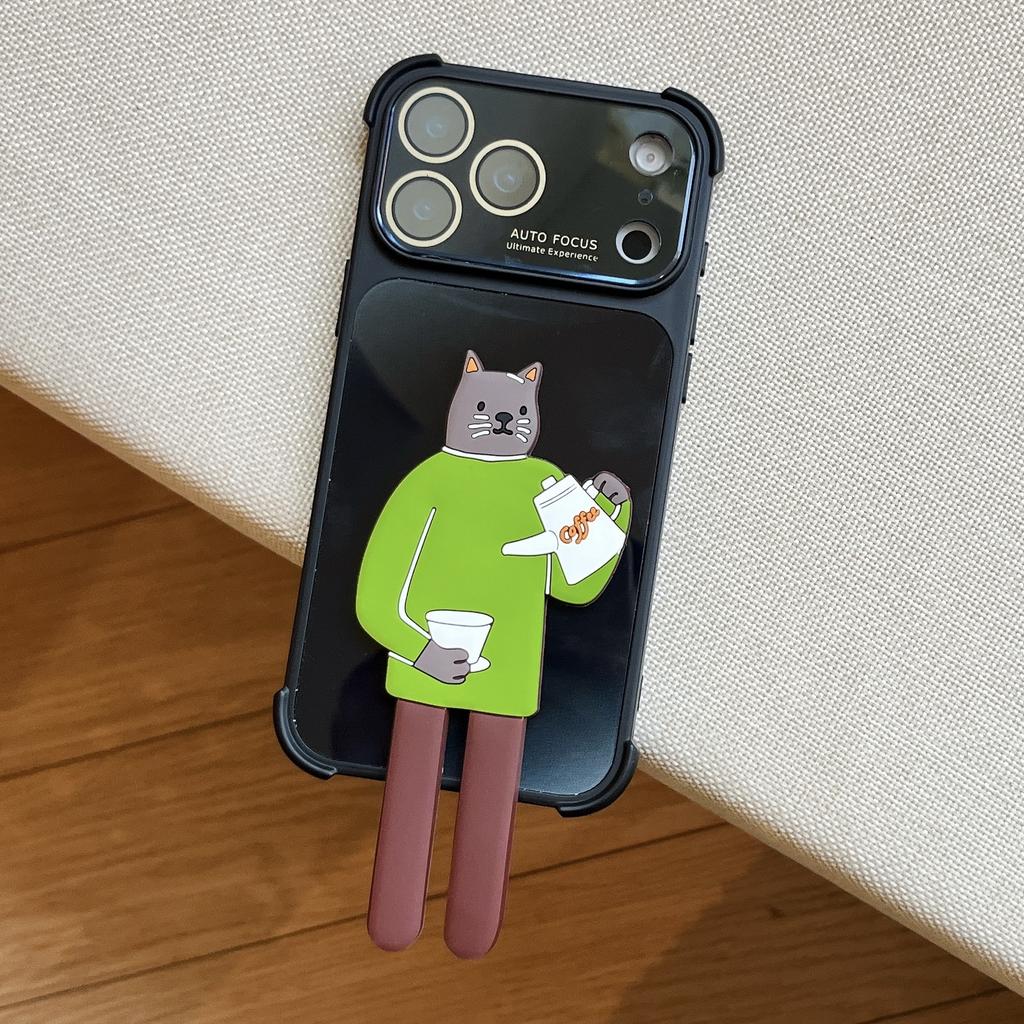 The New Animal Long Foot Bracket Is Suitable for iPhone18Pro Mobile Phone Case, All-inclusive Apple 17 Four-corner Anti-drop Case.
