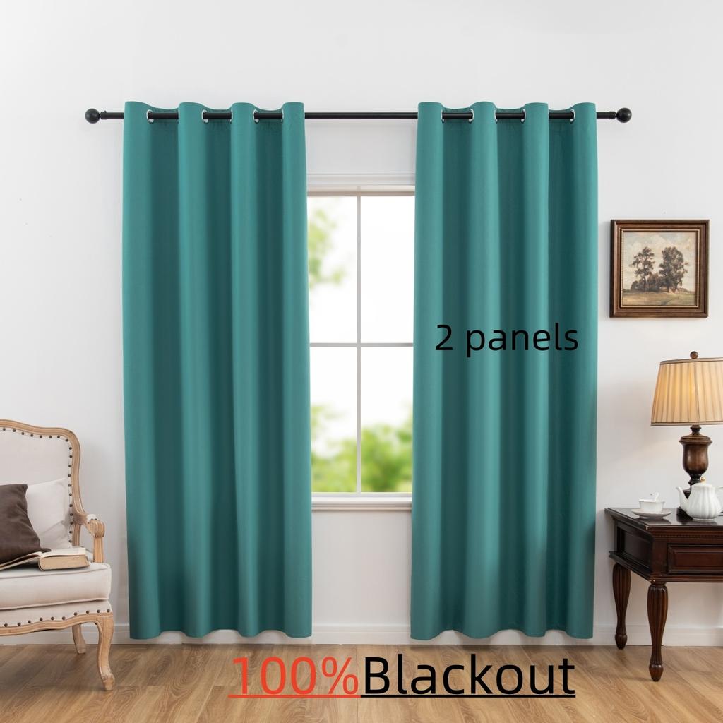 2panels Modern 100% Blackout Solid Curtains, Privacy Curtains for Living Room, Bedroom, Kitchen, Prevent Ultraviolet Rays Draps