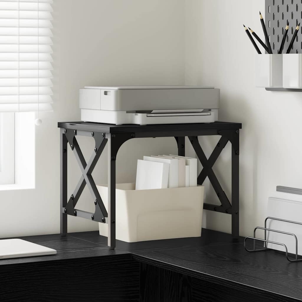 Adjustable Printer Stand Black Oak Look 40 X 30 X 31 Cm