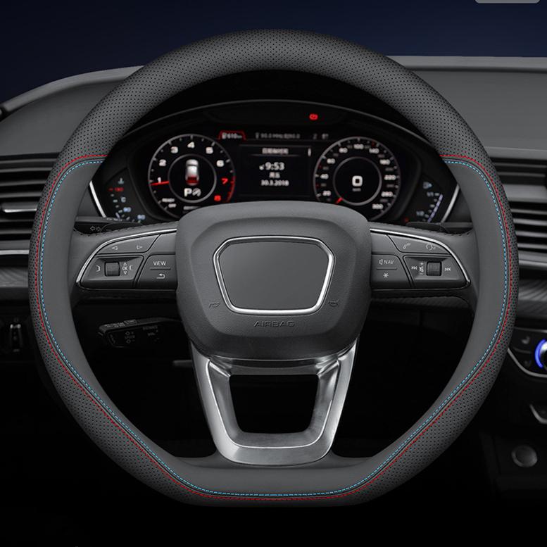 New Car Leather Steering Wheel Cover 38cm 15' For Hyundai Elantra IX35 I30I20 Sonata Santa Fe Accent ETC. Breathable Car Accesso