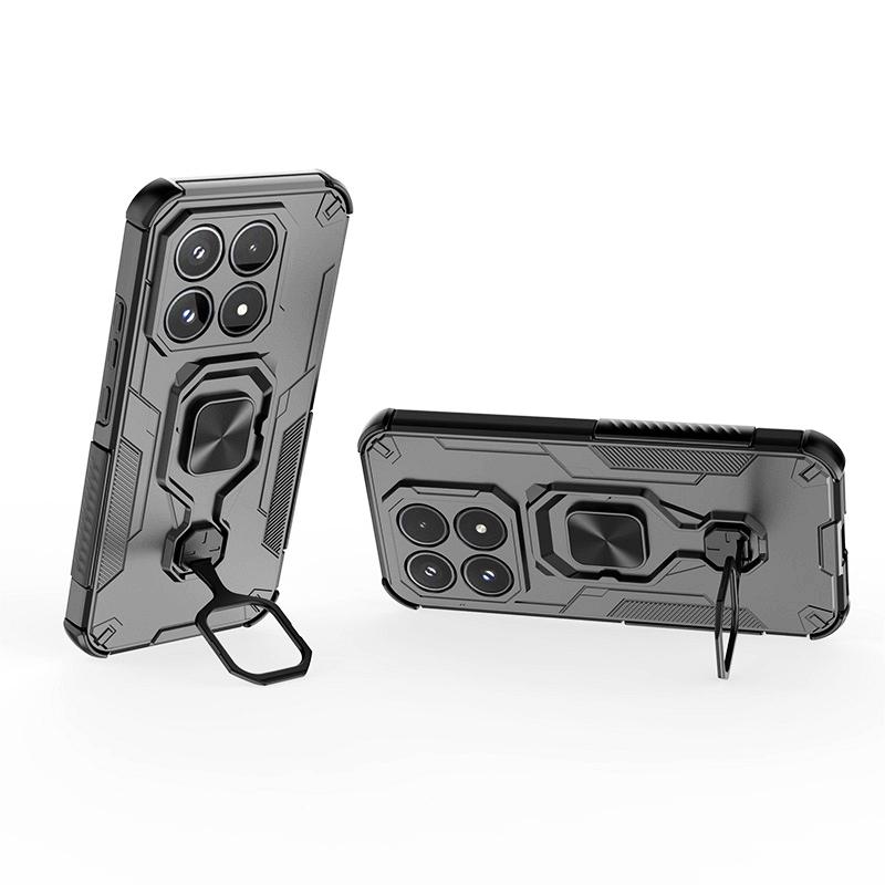 KEYSION Shockproof Armor Case for Xiaomi 17 Soft Silicone+PC Upright Metal Live Ring Stand Phone Back Cover for Xiaomi 17