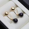 Genuine Black Pearl Earrings Woman,Cultured Natural Freshwater Earrings with White Pearls Wife Mother Birthday Gift White Pink