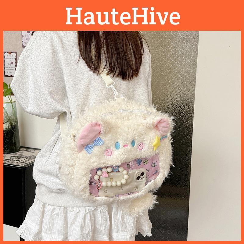 Plush Cat Star Backpack Animal Shoulder Bag With Adjustable Straps Shoulder