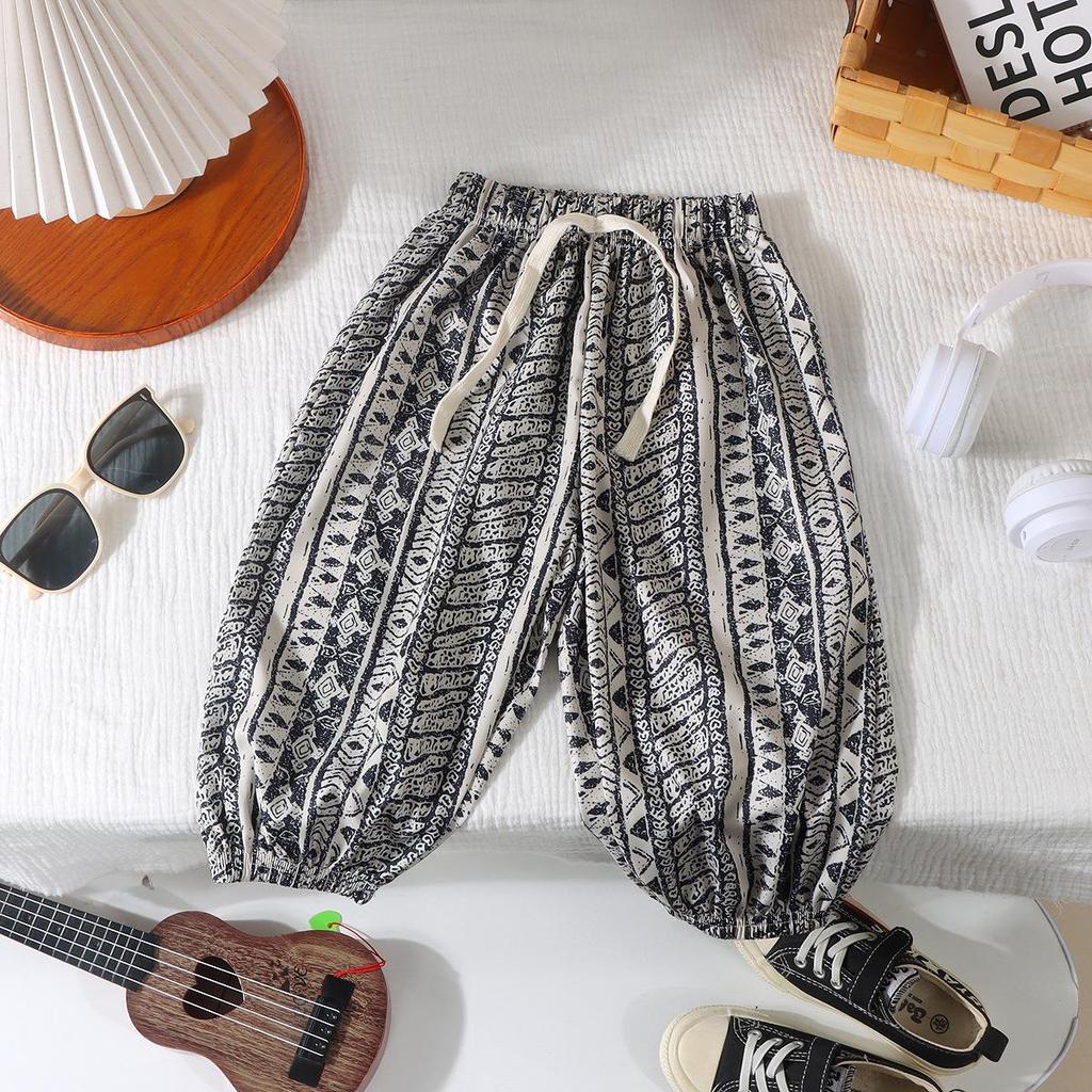 Children Summer Ice Silk Mosquito Proof Trousers Girl Boy Baby Soft Loose High Waisted Casual Pants